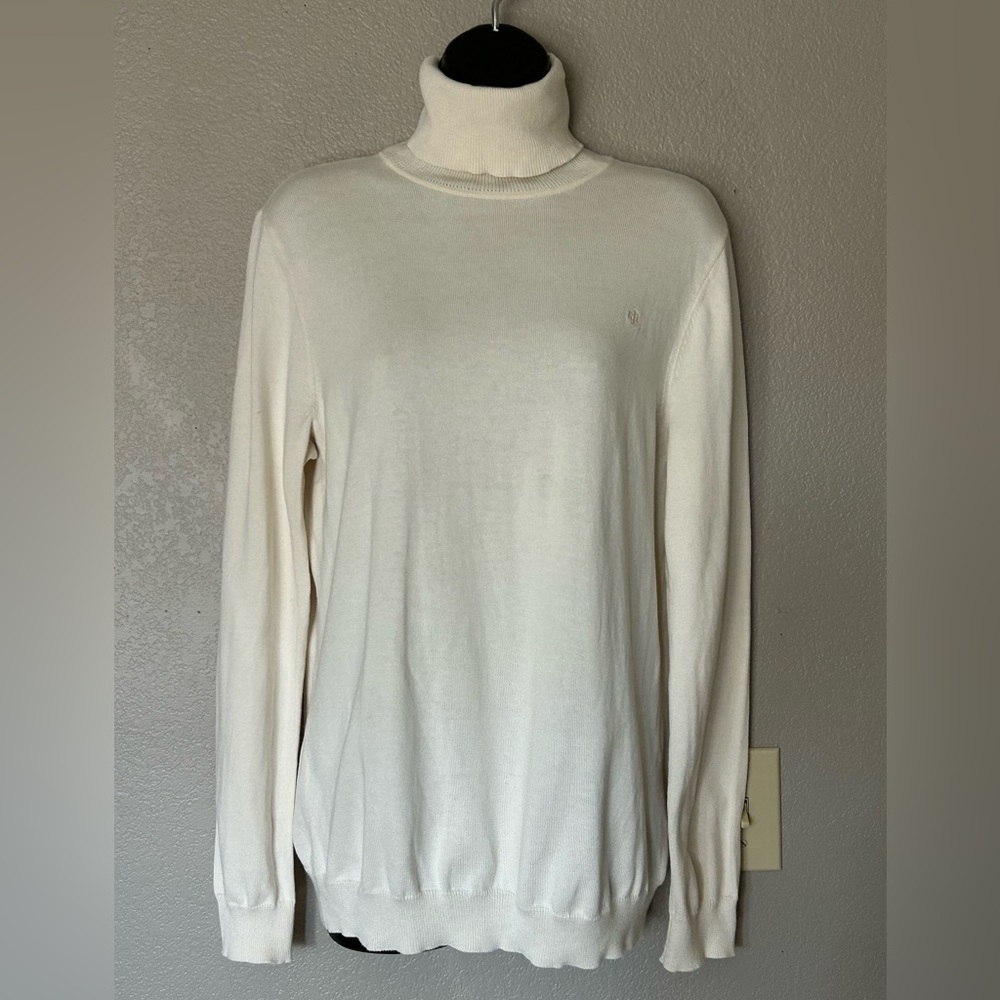 Lauren Ralph Lauren Cream Turtleneck Sweater 100% Cotton Sz XL